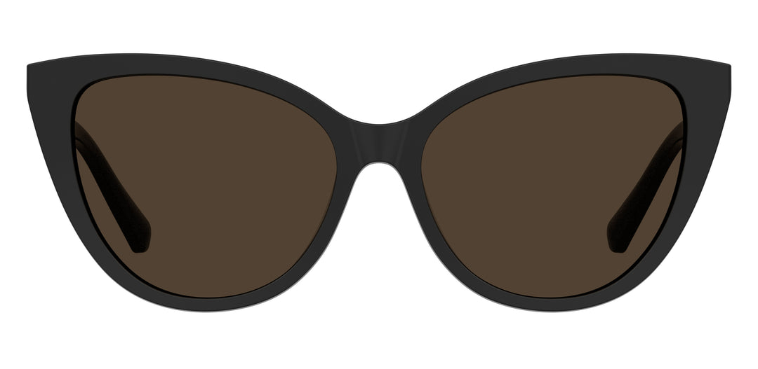 LOVE MOSCHINO MOL066/CS negro, vista frontal con clip solar montado 