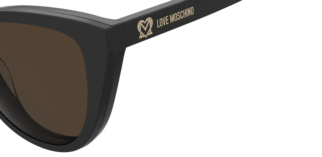 LOVE MOSCHINO MOL066/CS negro, detalle del logotipo y la bisagra 