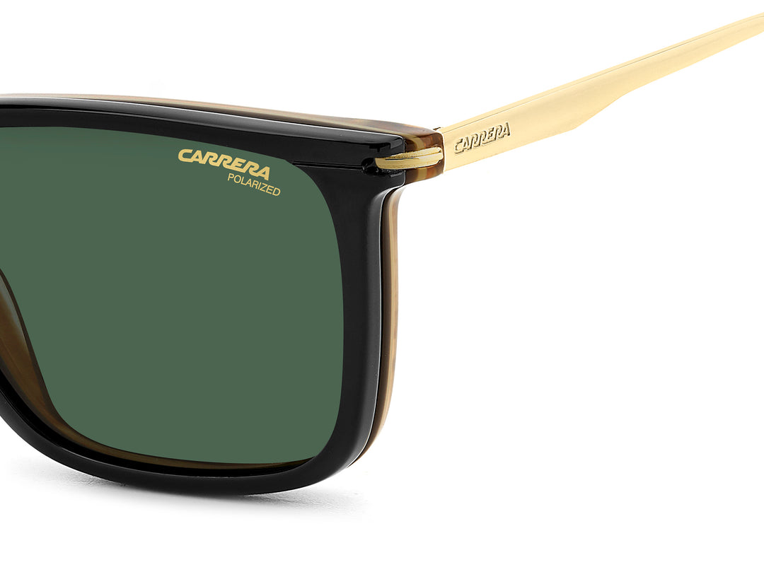 CARRERA CA 357/C marrón veteado, detalle del logotipo y la bisagra 