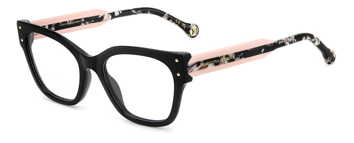 CAROLINA HERRERA HER 0324 negro y rosa, vista principal de tres cuartos 