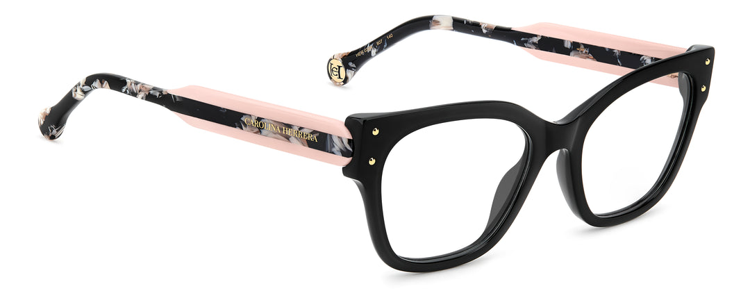 CAROLINA HERRERA HER 0324 negro y rosa, ángulo alternativo de tres cuartos 