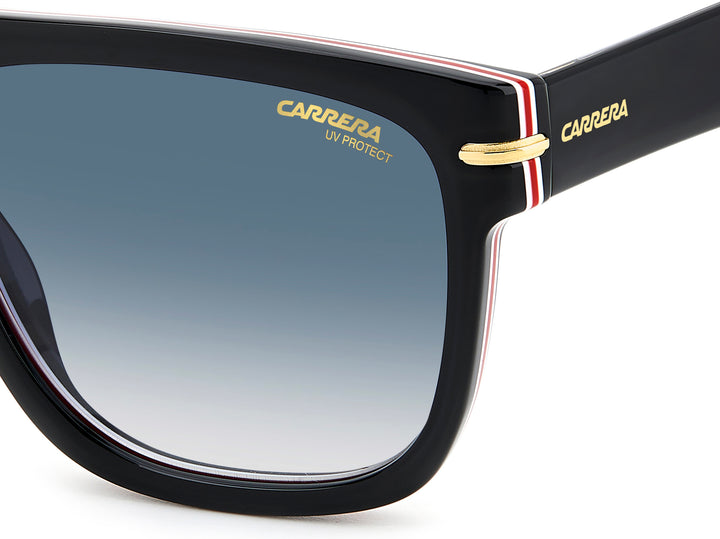 CARRERA CA340/S negro y dorado, detalle del logotipo y la bisagra 