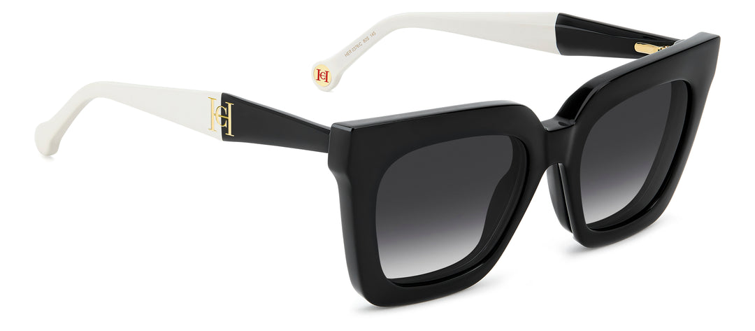 CAROLINA HERRERA HER 0376/C negro y blanco, ángulo alternativo con clip solar montado 