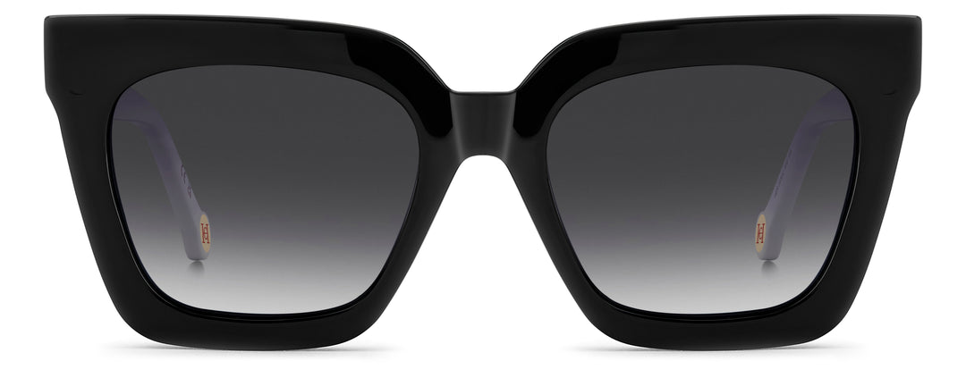 CAROLINA HERRERA HER 0376/C negro y blanco, vista frontal con clip solar montado 