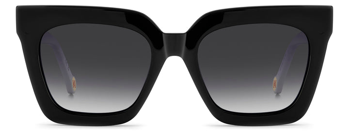 CAROLINA HERRERA HER 0376/C negro y blanco, vista frontal con clip solar montado 