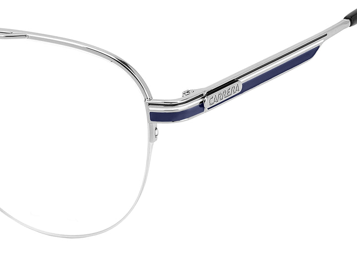 CARRERA 385 rutenio y negro, detalle del logotipo y la bisagra 