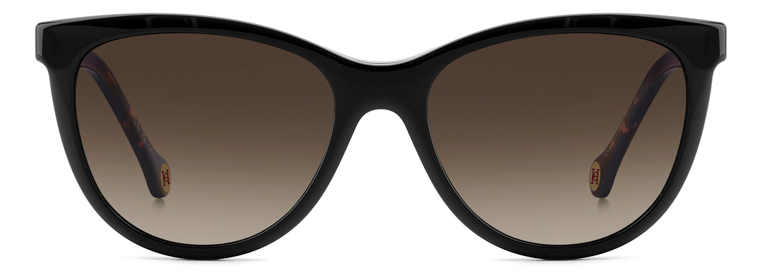 CAROLINA HERRERA HER 0259/CS havana, vista frontal con clip solar montado 