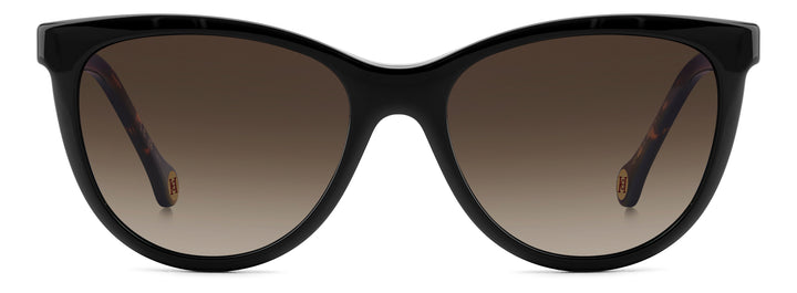 CAROLINA HERRERA HER 0259/CS havana, vista frontal con clip solar montado 