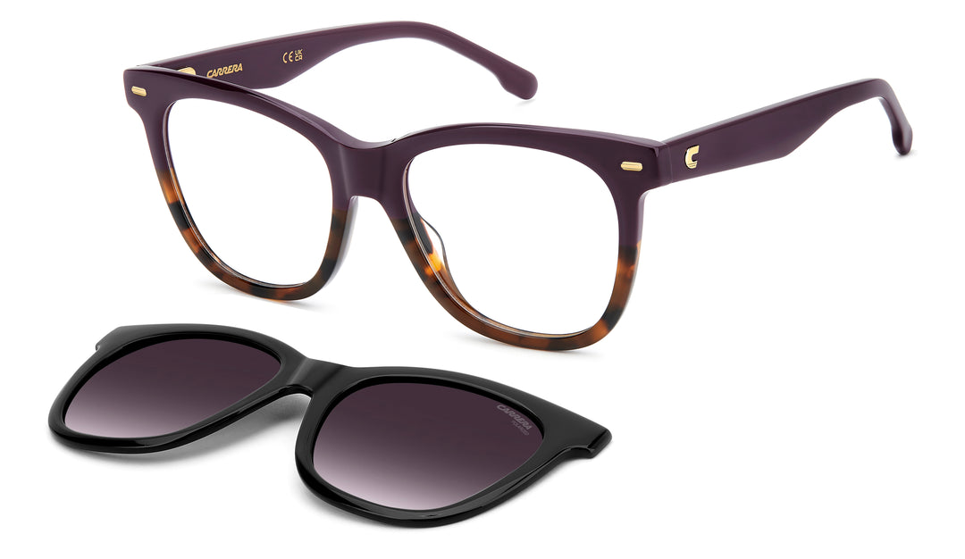 CARRERA CA 3098/C violeta y havana, vista principal de tres cuartos con clip separado 