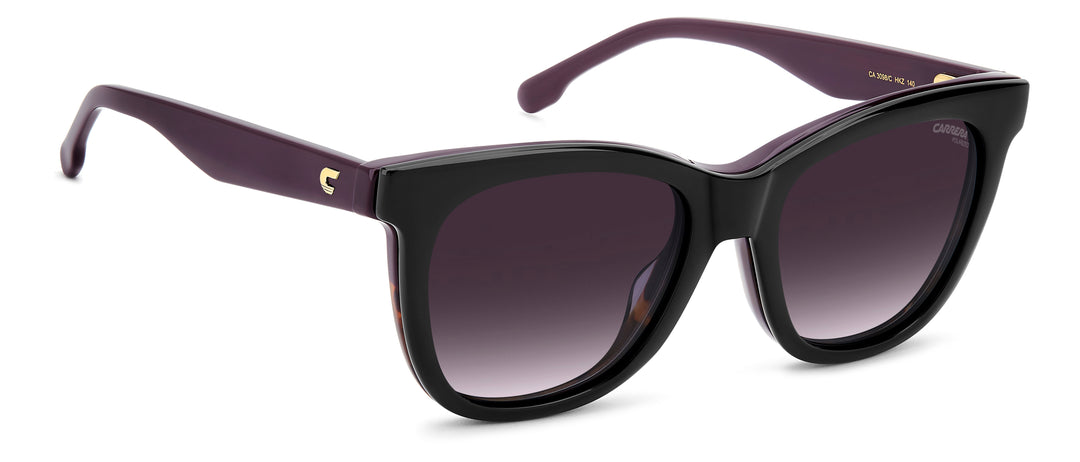 CARRERA CA 3098/C violeta y havana, ángulo alternativo de tres cuartos con clip colocado 