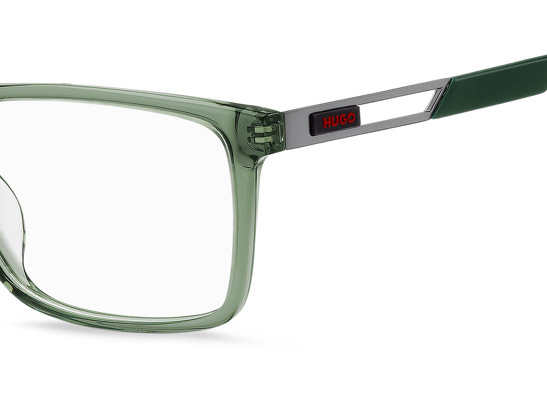 HUGO HG 1387/G verde, detalle del logotipo y la bisagra 