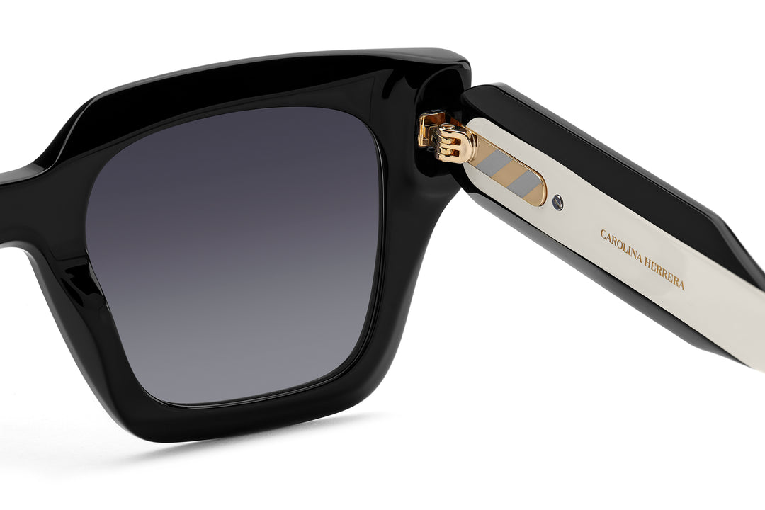CAROLINA HERRERA HE0255/S negro y blanco, detalle interior de la bisagra y la varilla 