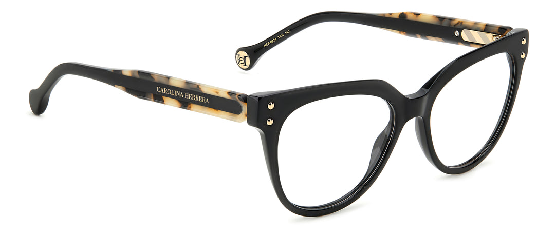 CAROLINA HERRERA HER 0224 negro y havana, ángulo alternativo de tres cuartos 