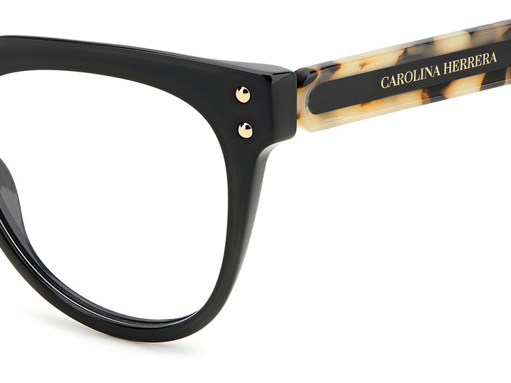 CAROLINA HERRERA HER 0224 negro y havana, detalle del logotipo y la bisagra 