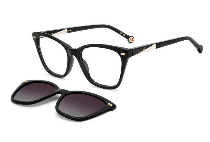 CAROLINA HERRERA HER 0334/C negro, vista principal de tres cuartos con clip separado 