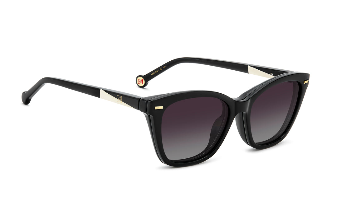 CAROLINA HERRERA HER 0334/C negro, ángulo alternativo de tres cuartos con clip colocado 