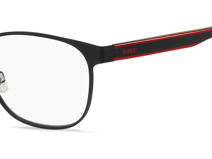 HUGO HG 1246 negro y rojo, detalle del logotipo y la bisagra 