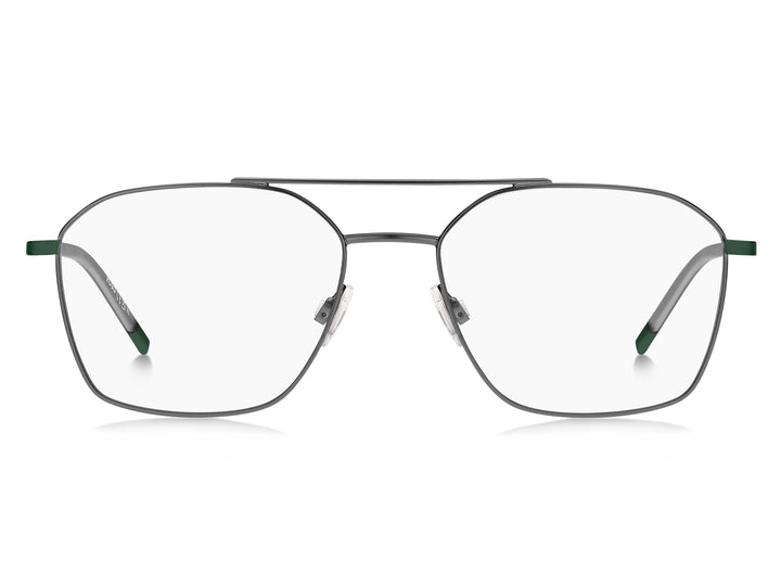 HUGO HG1274 rutenio oscuro mate y verde, vista frontal con varillas abiertas 