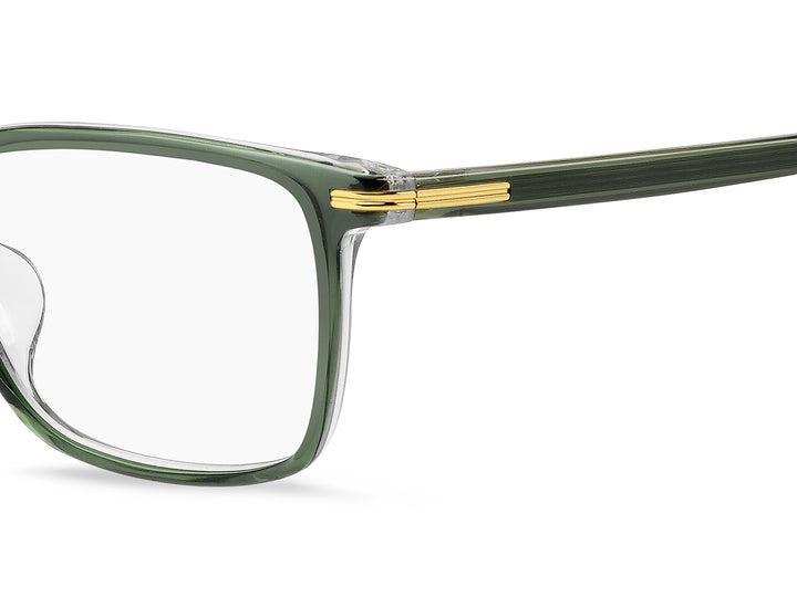 BOSS 1670/F verde y dorado, detalle del logotipo y la bisagra 