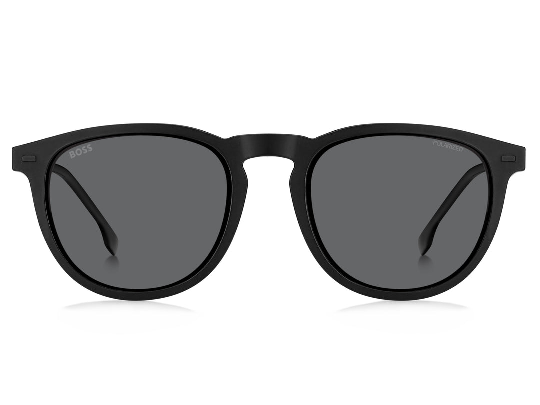 BOSS 1640/CS negro mate, vista frontal con clip solar montado 