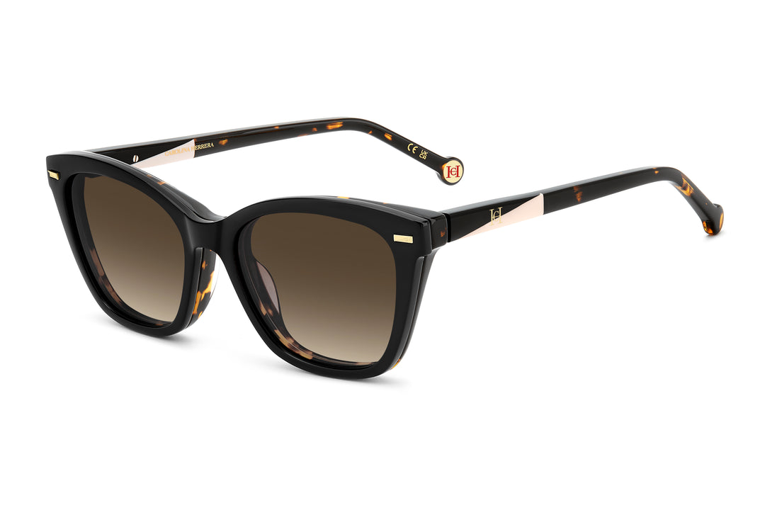 CAROLINA HERRERA HER 0334/C havana, vista de tres cuartos con clip colocado 