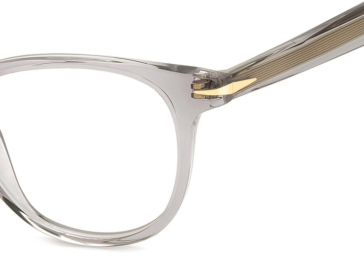 DAVID BECKHAM DB 1206 gris transparente, detalle del logotipo y la bisagra 