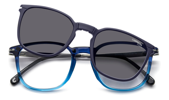 CARRERA CA 332/CS azul, vista frontal con clip solar levantado 