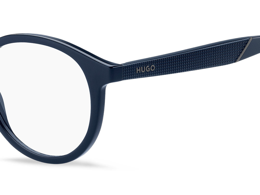 HUGO HG 1330/CS2 azul y negro, detalle del logotipo y la bisagra 
