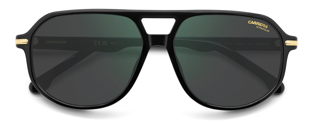 CARRERA 375/S negro, vista frontal con varillas plegadas 