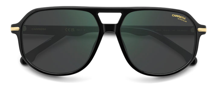 CARRERA 375/S negro, vista frontal con varillas plegadas 