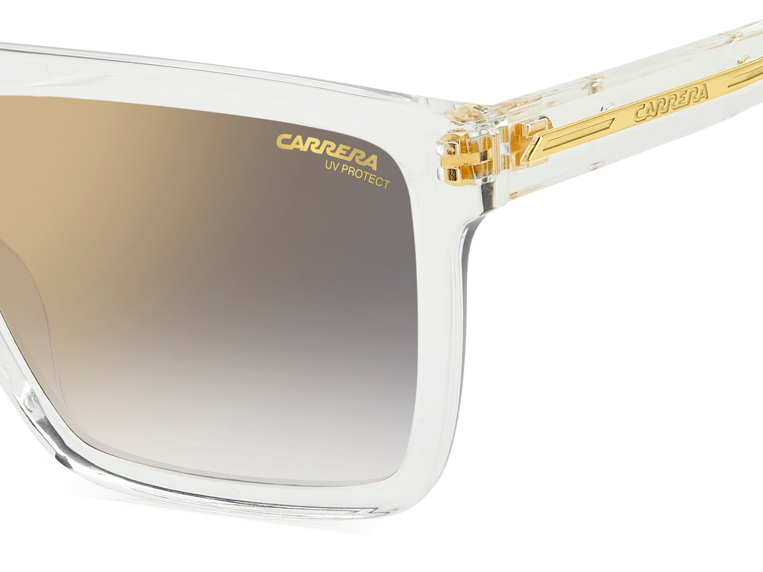 CARRERA CA VICTORY C 03/S transparente y dorado, detalle del logotipo y la bisagra 