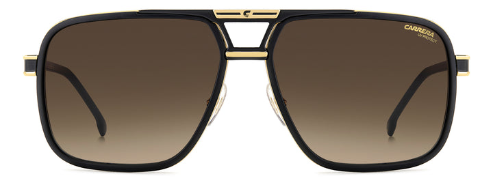 CARRERA CA1071/S negro mate y dorado, vista frontal con varillas abiertas 