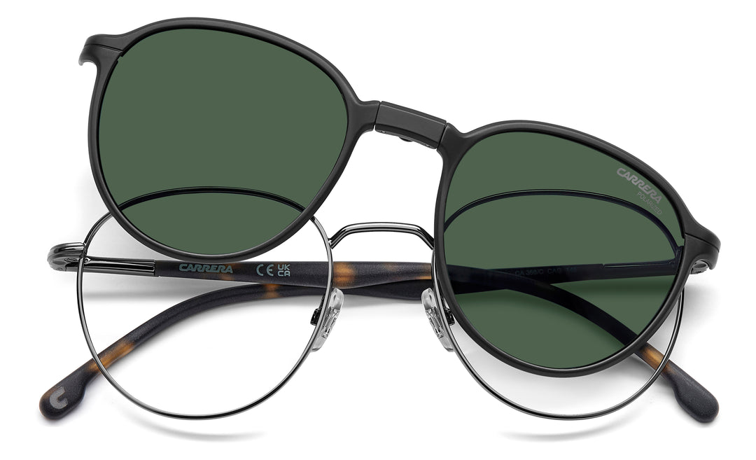 CARRERA CA 368/C rutenio oscuro mate y havana, vista frontal con clip levantado 