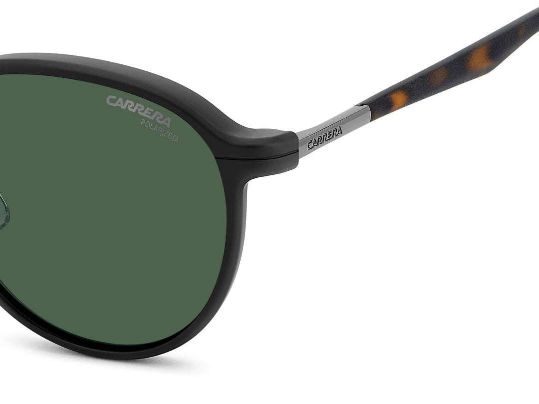 CARRERA CA 368/C rutenio oscuro mate y havana, detalle del logotipo y la bisagra 
