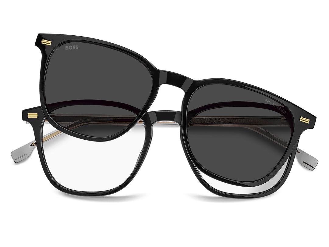 BOSS 1882/G/C negro y gris, vista frontal con clip levantado 