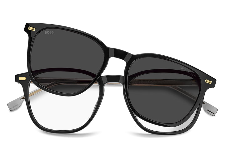 BOSS 1882/G/C negro y gris, vista frontal con clip levantado 