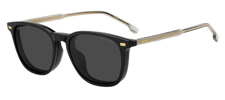 BOSS 1882/G/C negro y gris, vista de tres cuartos con clip colocado 
