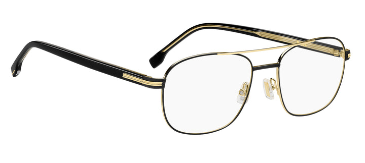 BOSS 1756 negro mate y dorado, ángulo alternativo de tres cuartos 