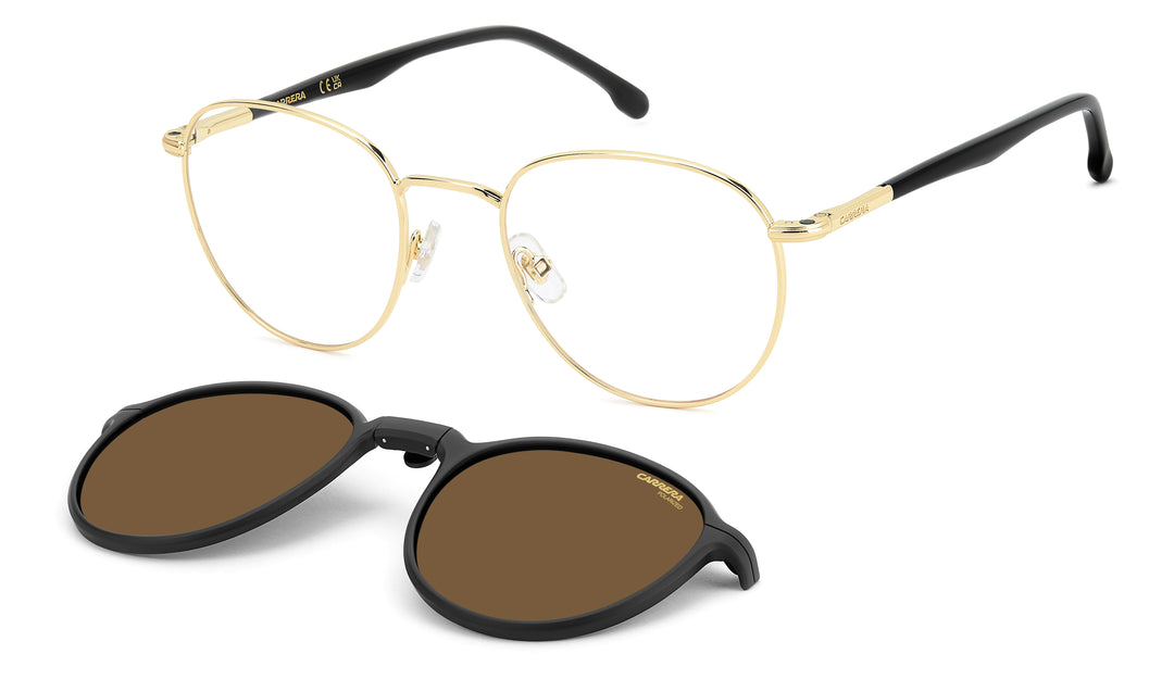 CARRERA CA 368/C dorado y negro, vista principal de tres cuartos con clip separado 