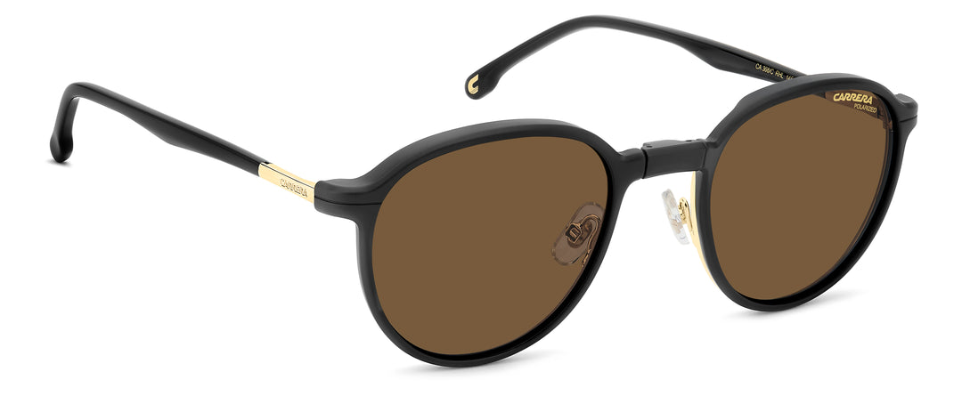 CARRERA CA 368/C dorado y negro, ángulo alternativo de tres cuartos con clip colocado 