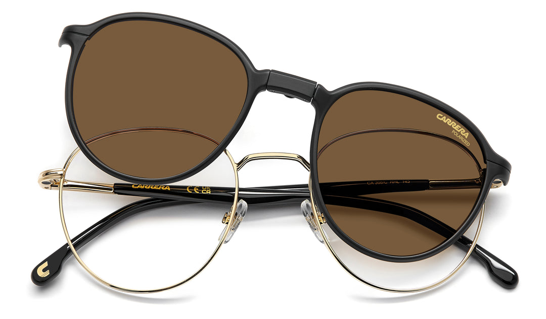 CARRERA CA 368/C dorado y negro, vista frontal con clip levantado 