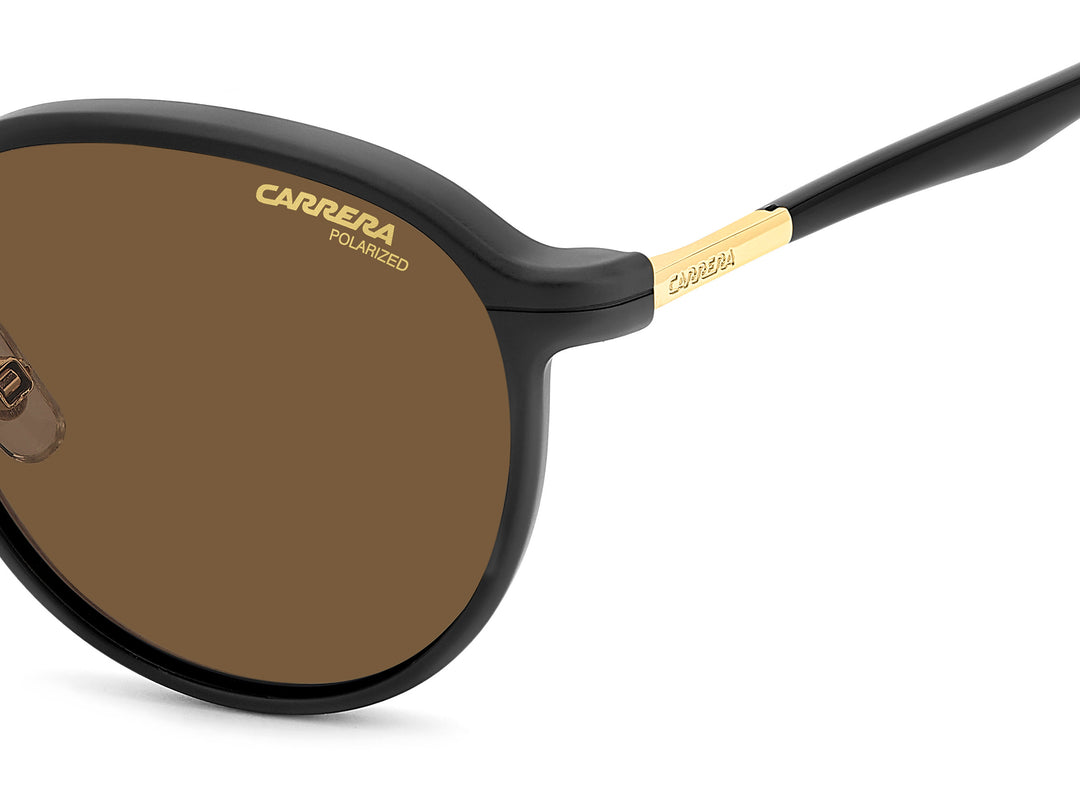 CARRERA CA 368/C dorado y negro, detalle del logotipo y la bisagra 