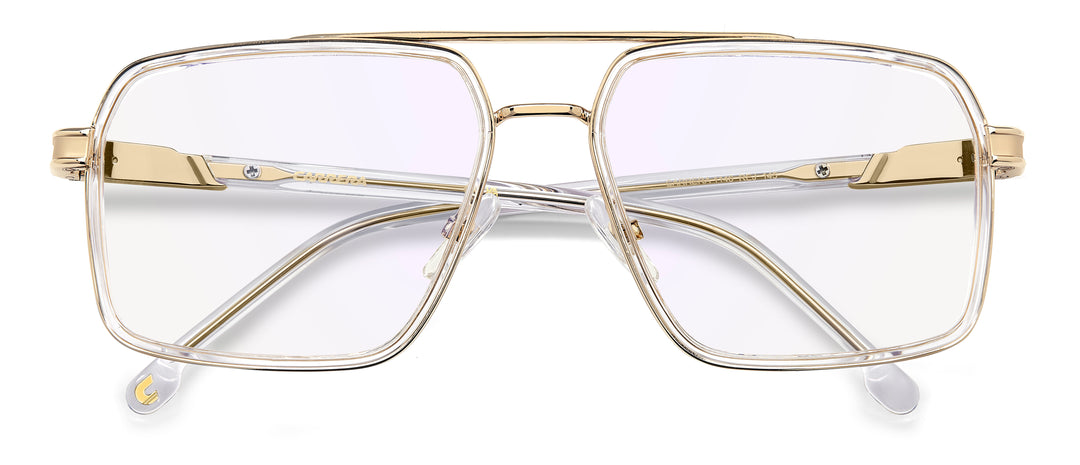 CARRERA 1146 transparente y dorado, vista frontal con varillas plegadas 