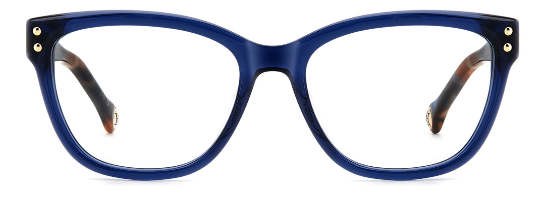 CAROLINA HERRERA HE0317/G azul, vista frontal con varillas abiertas 