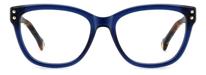 CAROLINA HERRERA HE0317/G azul, vista frontal con varillas abiertas 