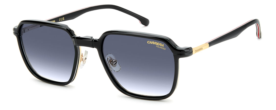 CARRERA CA 388/C negro y dorado, vista de tres cuartos con clip colocado 