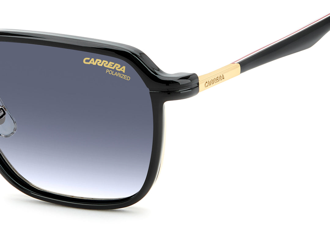 CARRERA CA 388/C negro y dorado, detalle del logotipo y la bisagra 