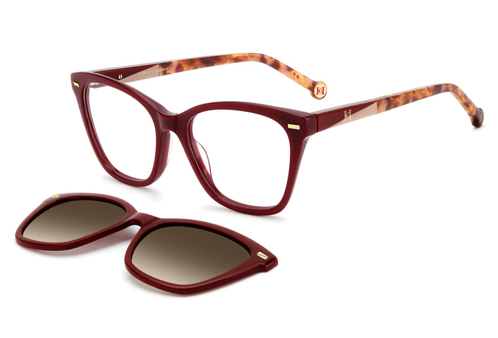 CAROLINA HERRERA HER 0334/C burdeos, vista principal de tres cuartos con clip separado 