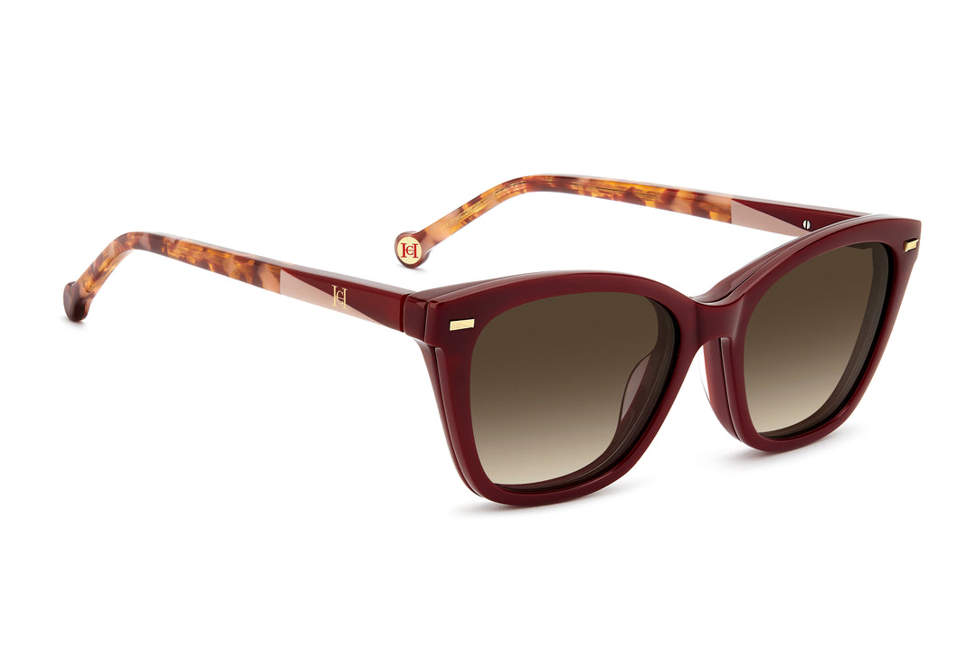 CAROLINA HERRERA HER 0334/C burdeos, ángulo alternativo de tres cuartos con clip colocado 