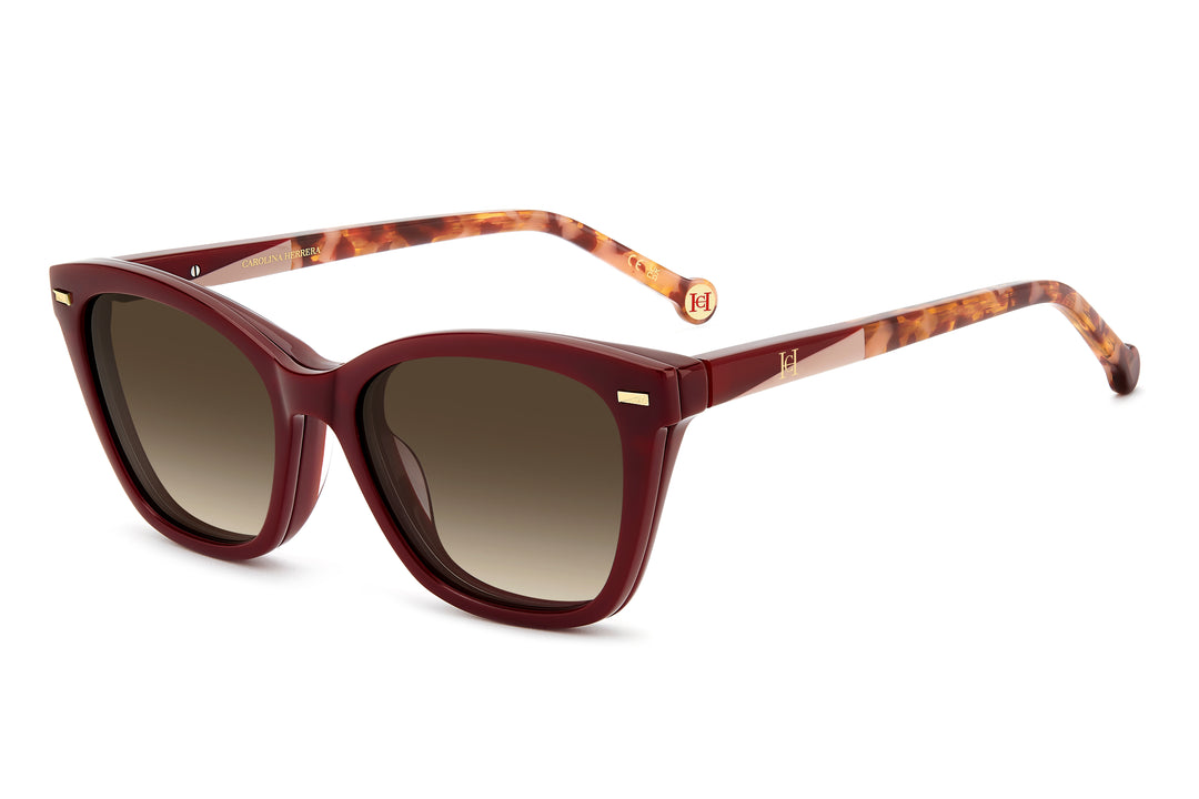 CAROLINA HERRERA HER 0334/C burdeos, vista de tres cuartos con clip colocado 